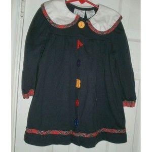 Vintage IN DESIGN sz  3  Big Collar School Theme "ABC" Knit DRESS